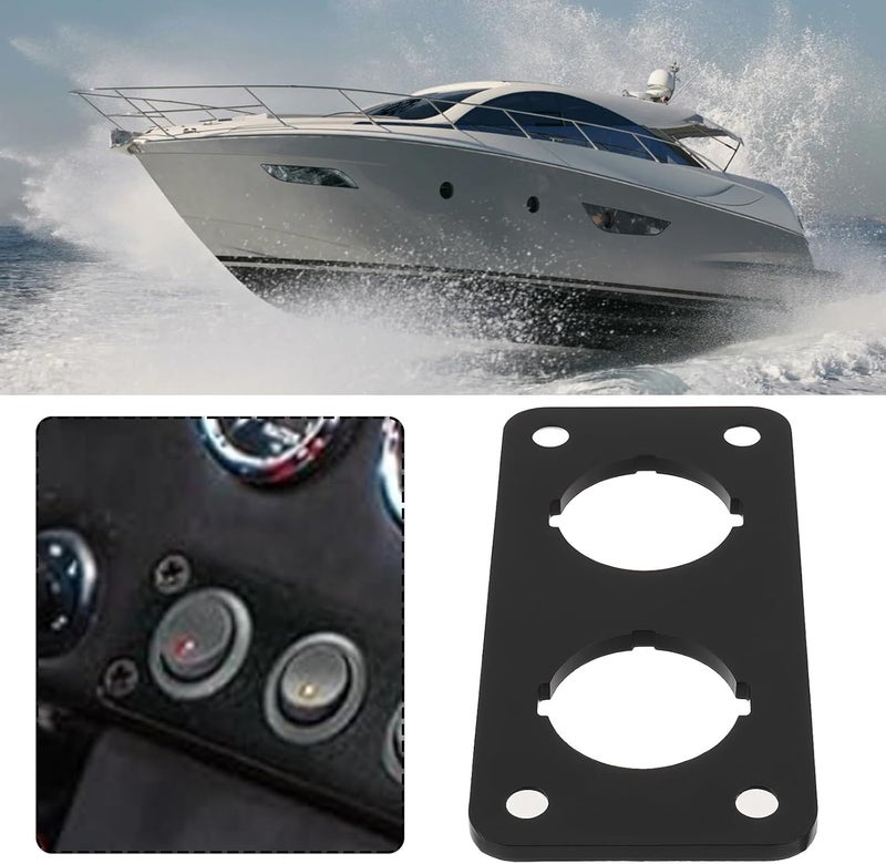 Briny River 2X Car Double Hole Round Switch Panel Aluminum Alloy 73x35x2.5mm for Car Truck Boat RV with Screws - Image 2